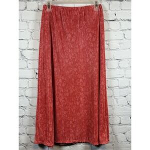 Love Fire Vintage Style Pleated Skirt A-Line‎ Midi Elastic Waist Casual Red Med.